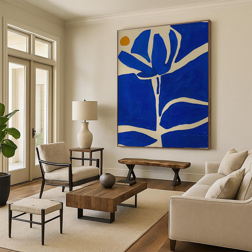 Blue Flower Abstract Art for Mediterranean - Style Courtyards DLZ0111