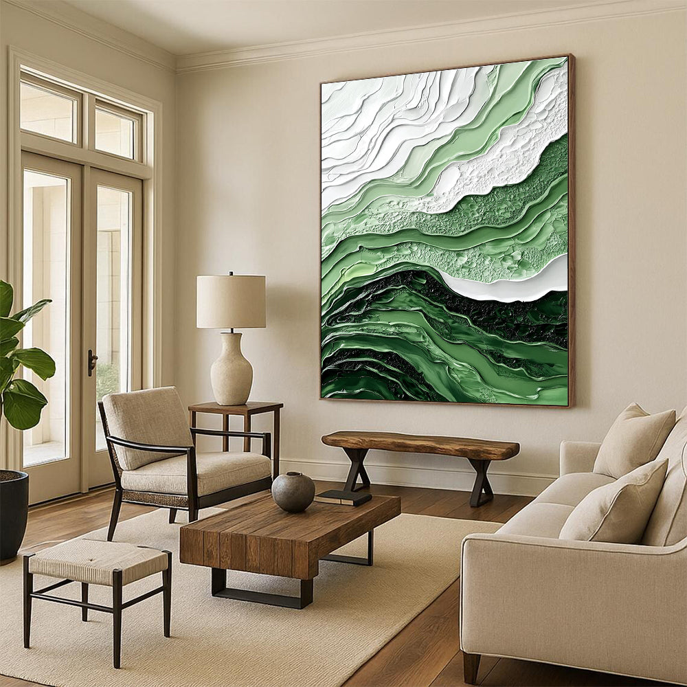 Textured Green and White Abstract for Nature - Inspired Spa & Eco - Friendly Home STSC445