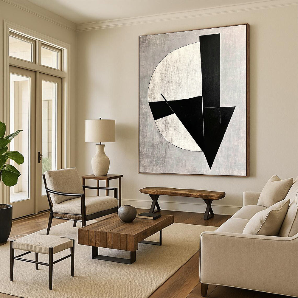 Geometric Abstract in Grey Art for Minimalist Office & Contemporary Art Gallery STSC1112