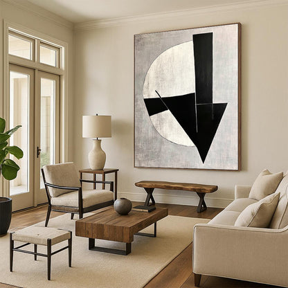 Geometric Abstract in Grey Art for Minimalist Office & Contemporary Art Gallery STSC1112