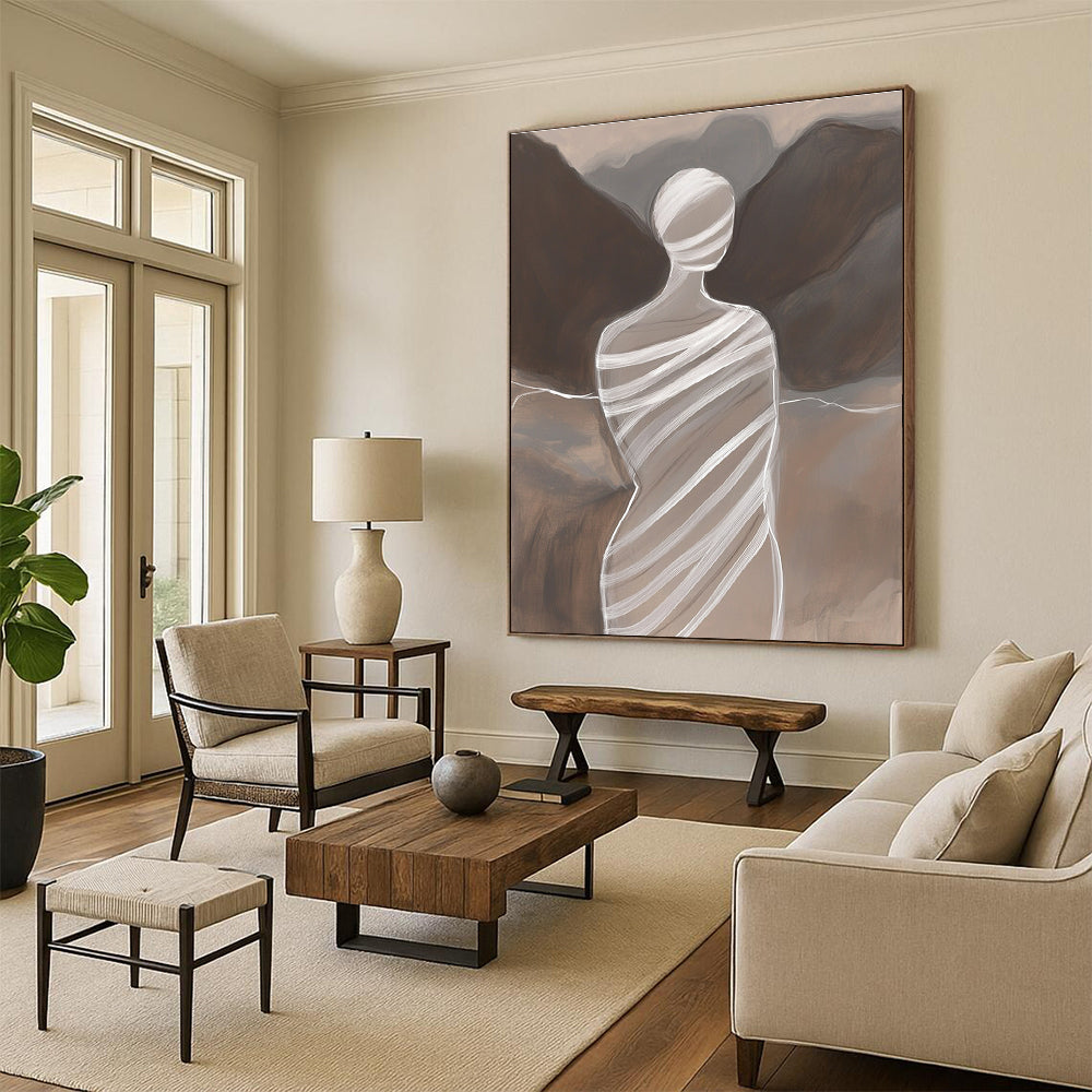 Abstract Figure in White Wraps for Minimalist Home Office & Art Gallery STSC1268