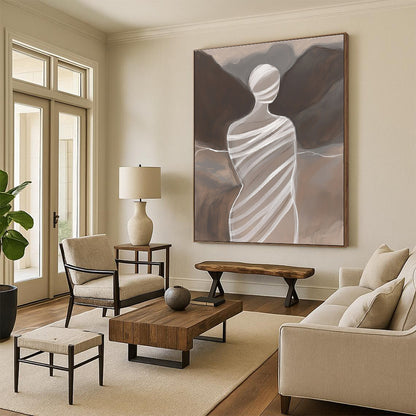 Abstract Figure in White Wraps for Minimalist Home Office & Art Gallery STSC1268