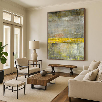 Yellow - Gray Abstract Art for Living Room & Office DLZ0310