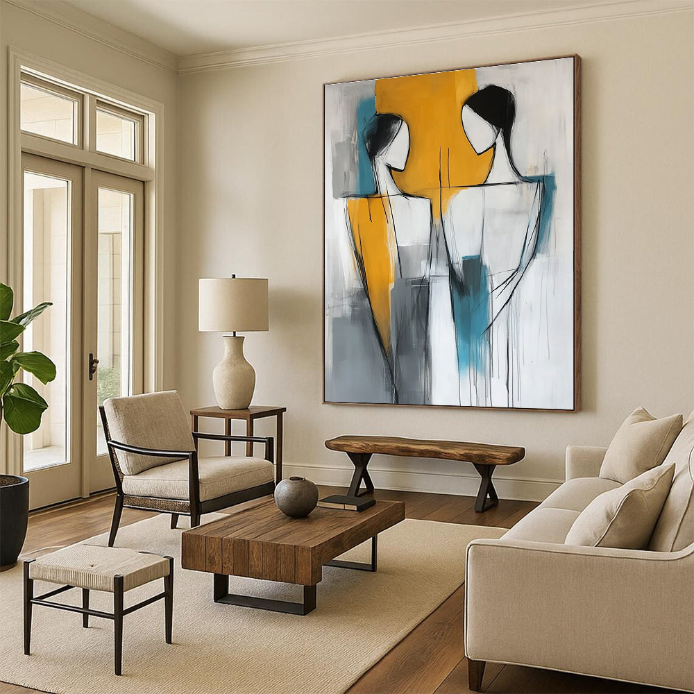 Abstract Figure Interaction Art for Modern Dance Studio & Art - Loving Home Living Room STSC135