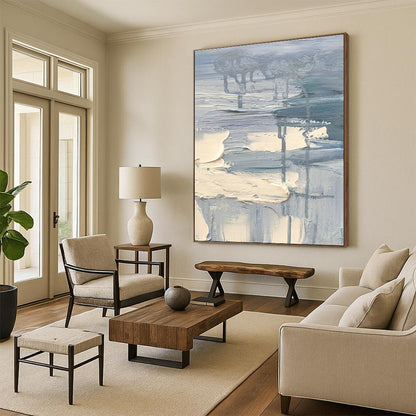 Light Blue - Gray Abstract Painting for Scandinavian - Style Home & Coastal Art Gallery DLZ1299
