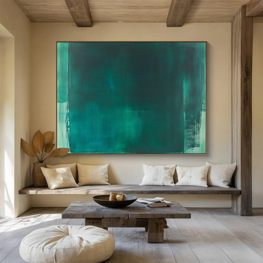Teal Monochromatic Abstract Art for Contemporary Office & Art - Themed Lounge SC233