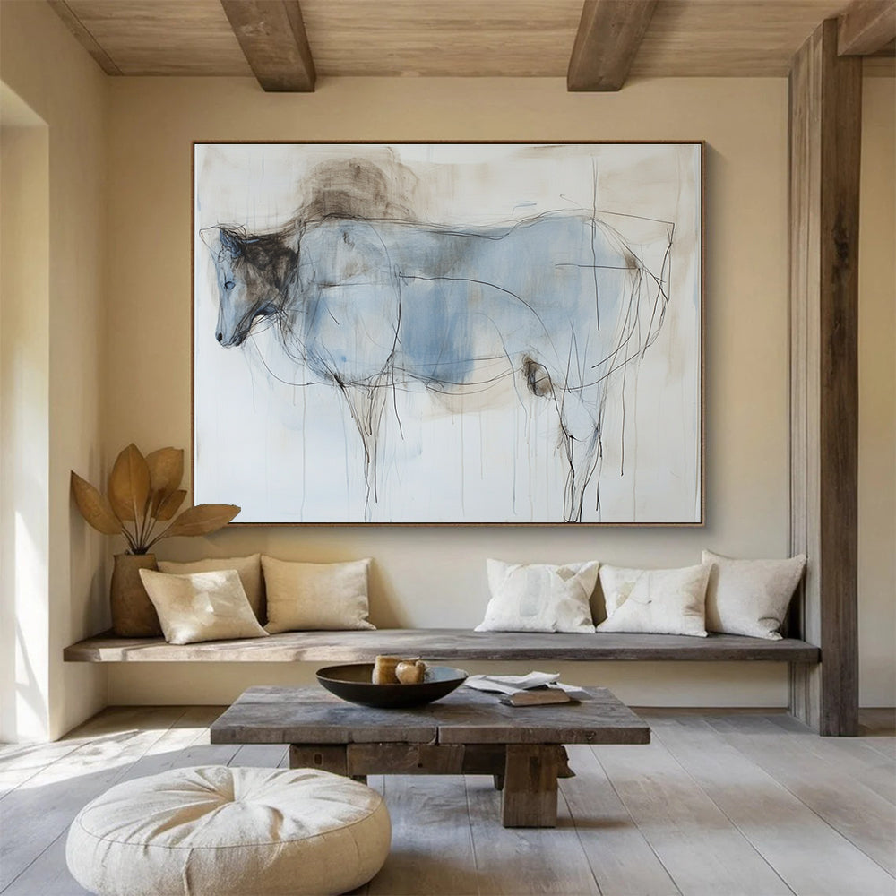 Sketchy Horse Figure Art for Equestrian Club Lounge & Bohemian Home Study SC153