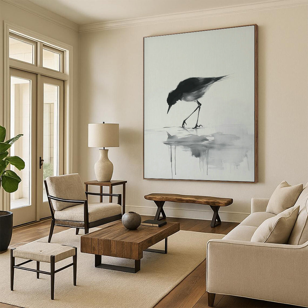 Ink - Wash Bird Art for Zen - Inspired Home & Traditional Tea House DLZ1830