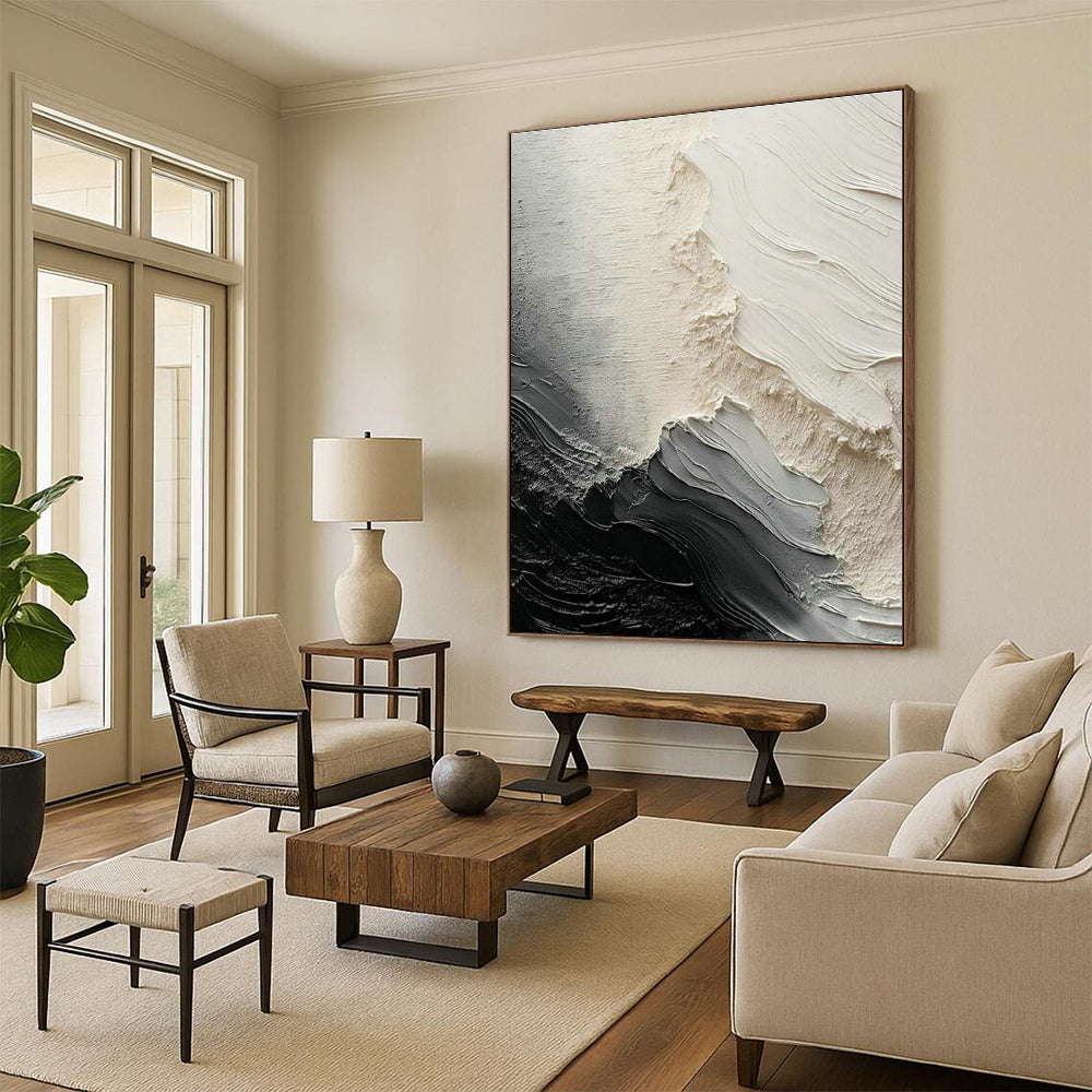 Black - White - Gray Textured Art for Industrial - Style Café Walls DLZ0117