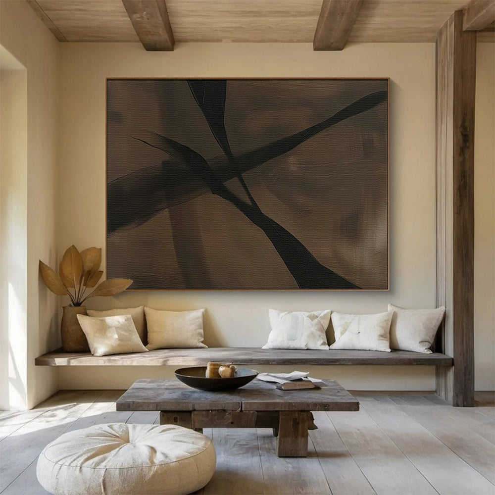 Brown - Black Line Abstract for Industrial - Chic Lounge DLZ2969