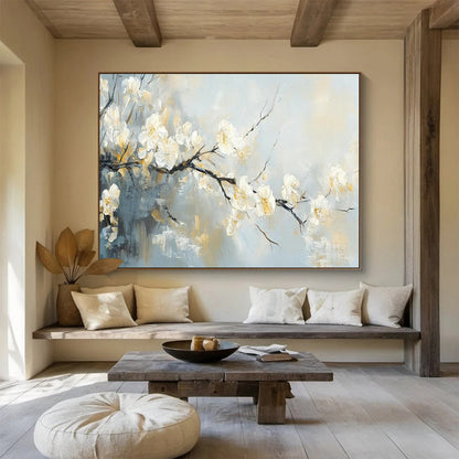 White Plum Blossom Art for Minimalist Zen - Inspired Home Offices DLZ3189