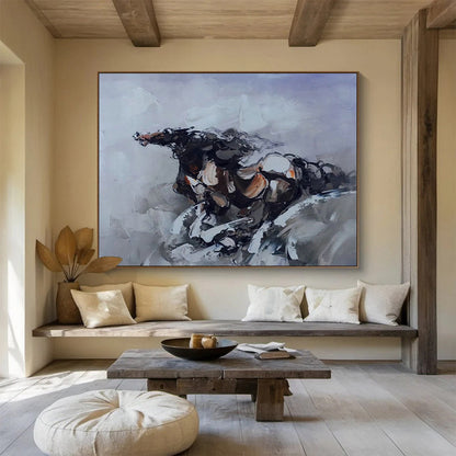 Gray - Tone Galloping Horse Abstract Art for Equestrian - Inspired Home Offices DLZ2690