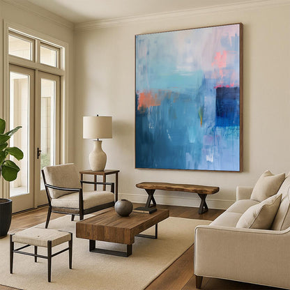 Blue - Pink Abstract Art for Coastal Home & Art - Themed Lounge DLZ2087