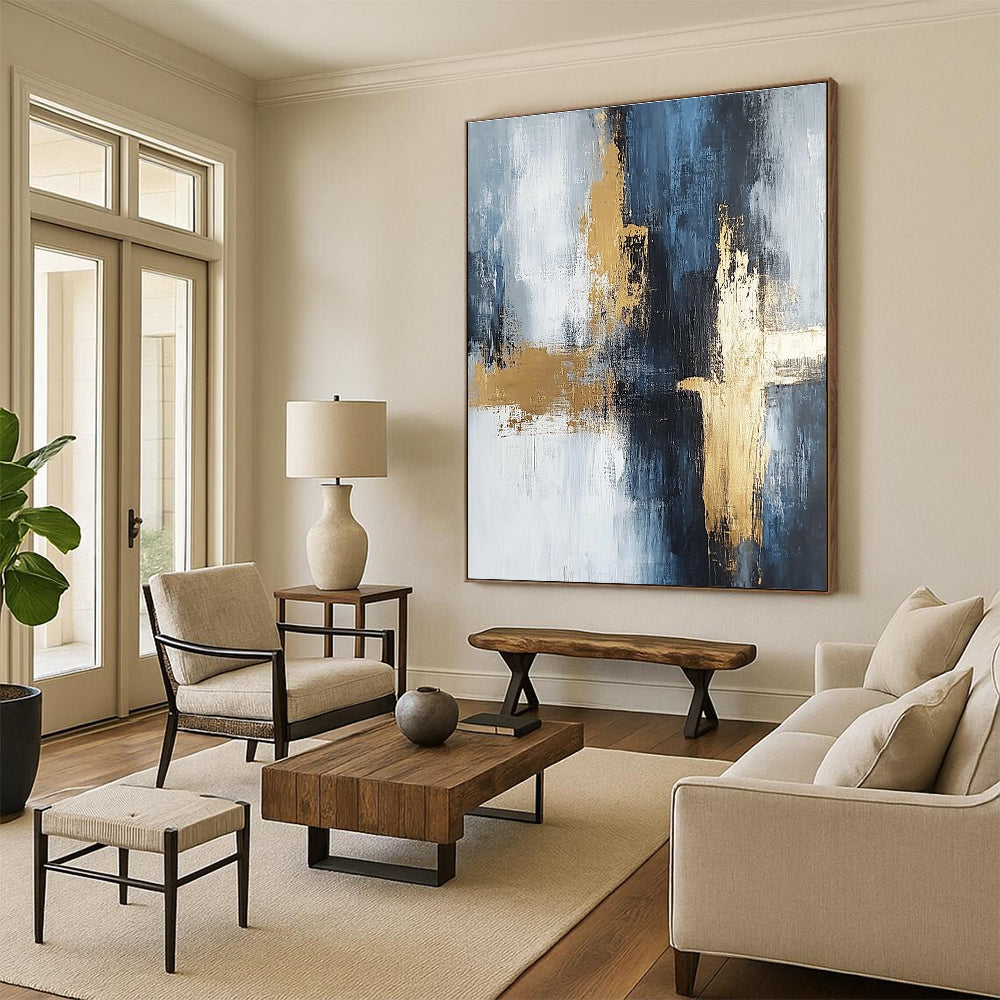 Blue and Gold Abstract for Luxury Spa Lounge & Elegant Dining Room STSC433