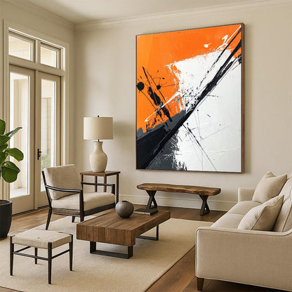 Bold Orange and Black Abstract Art for Modern Gym & Creative Studio STSC1118