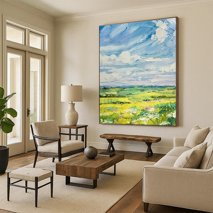 Vibrant Landscape Oil Painting for Countryside Café & Rustic Home Living Room DLZ1591