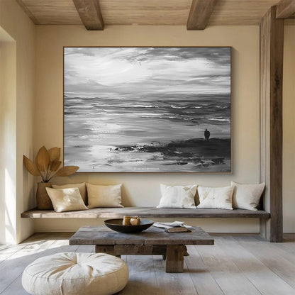 Solitary Figure by the Sea Art for Beach House & Meditation Space SC015