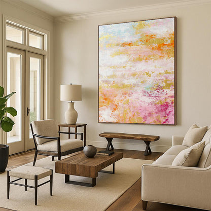 Pink - Gold Abstract Art for Luxury Bridal Suite Living Areas DLZ0047