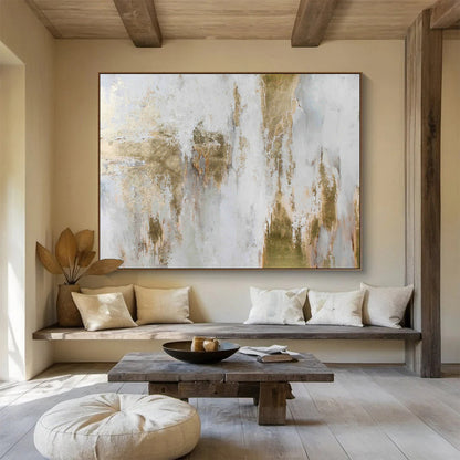 Gold - White Abstract Texture Art for Luxury Hotel Suite DLZ2905