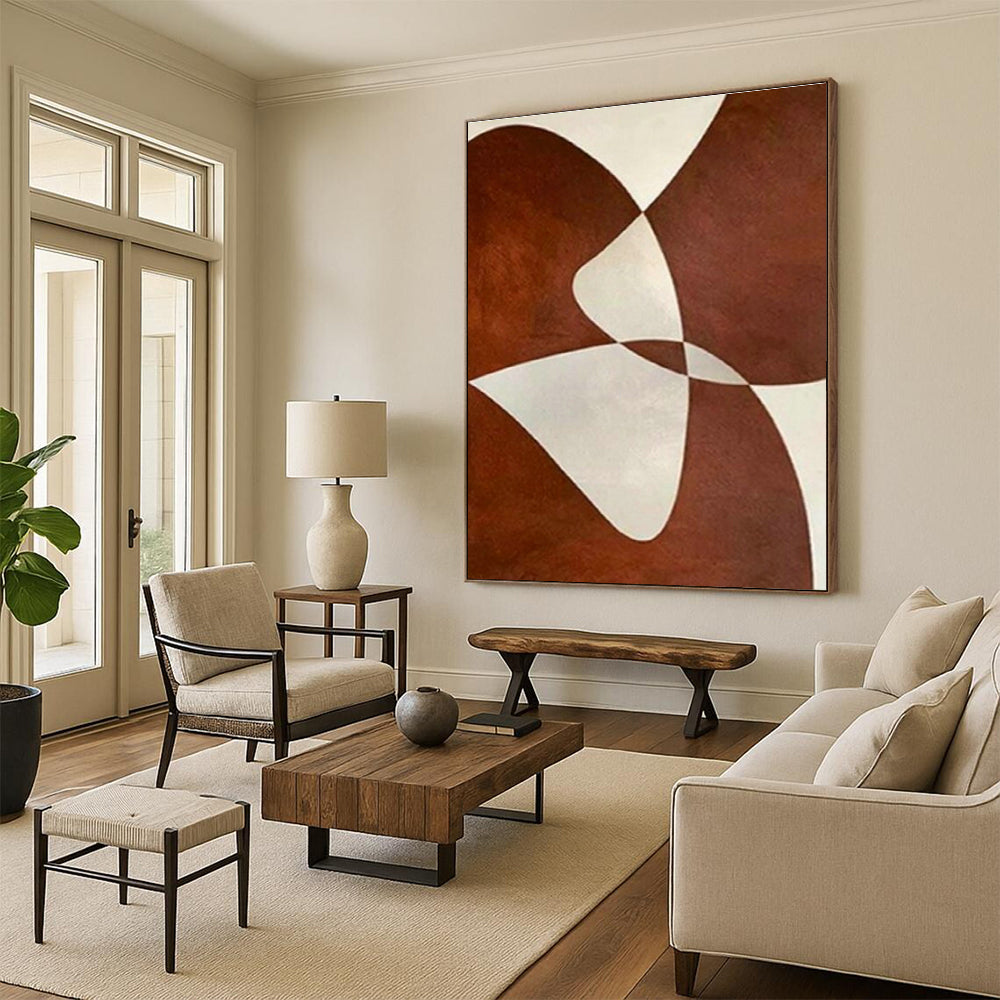 Geometric Brown - White Art for Modern Living Room & Office Reception DLZ2018