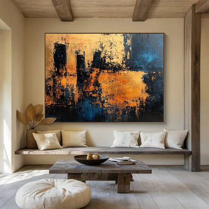 Cityscape in Blue and Orange Art for Urban Loft & Architecture Firm SC371