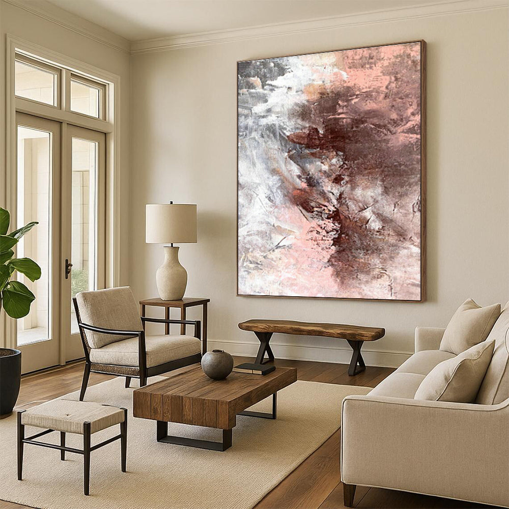 Pink - Brown Abstract Art for Feminine - Themed Fashion Boutique Fitting Rooms DLZ0043