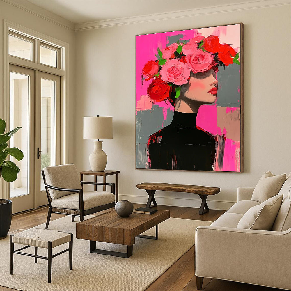 Floral - Headed Woman Art for Fashion Boutique & Art - Loving Living Room STSC1392