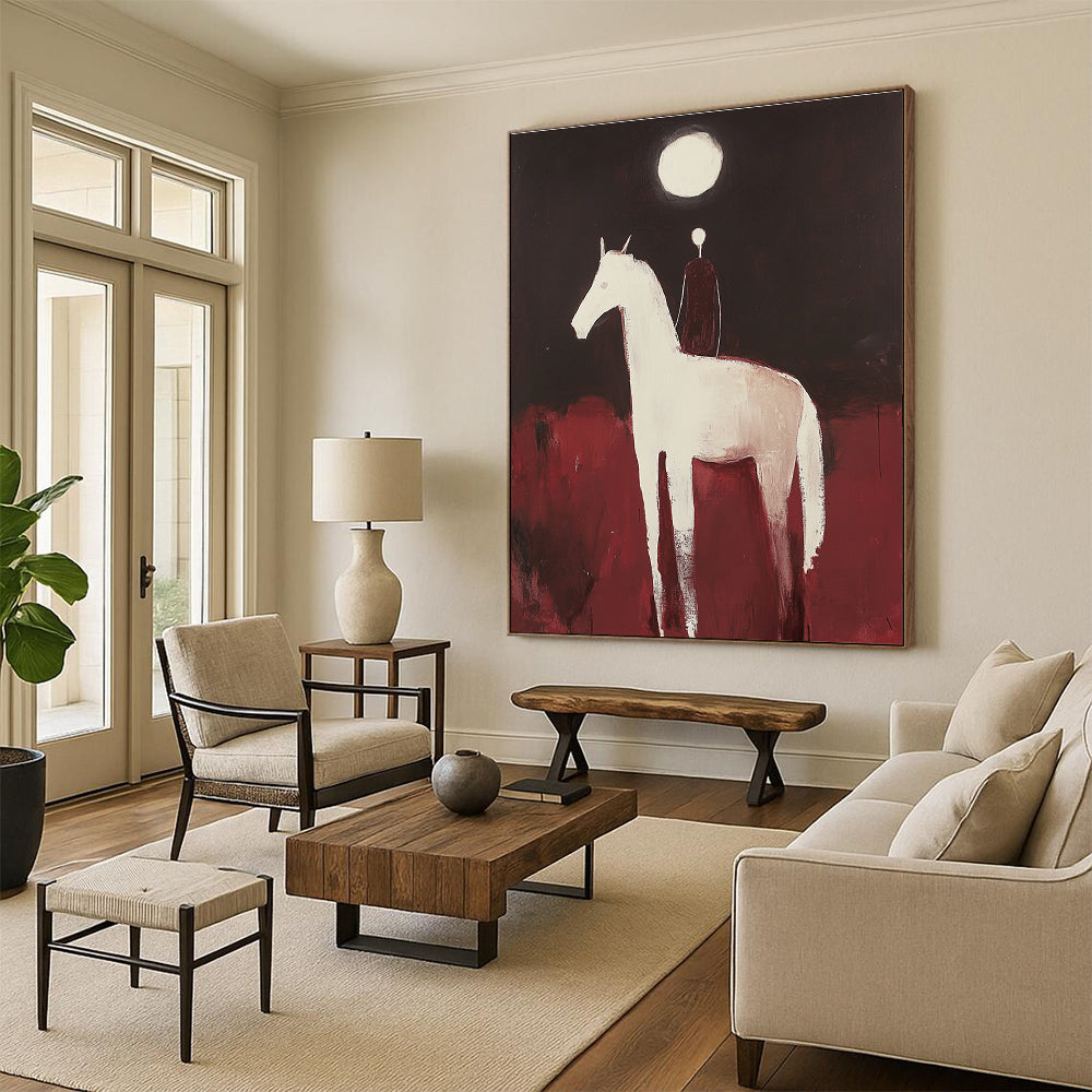 Figure on White Horse for Bohemian - Style Bedroom & Equestrian - Themed Study STSC572