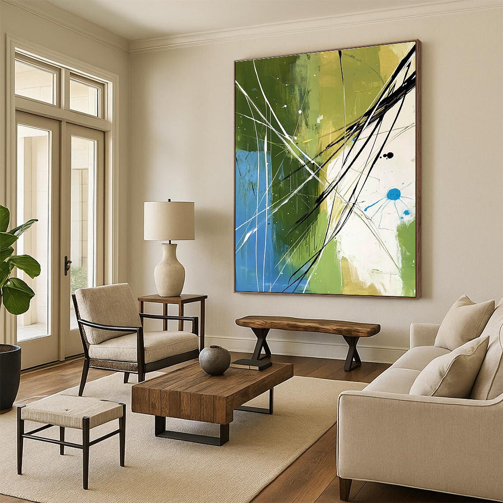 Green and Blue Abstract Lines for Modern Living Room & Creative Office STSC320