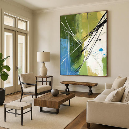 Green and Blue Abstract Lines for Modern Living Room & Creative Office STSC320