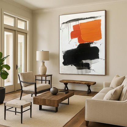 Orange - Black Abstract Art for Modern Art Museum & Edgy Fashion Boutique DLZ0799