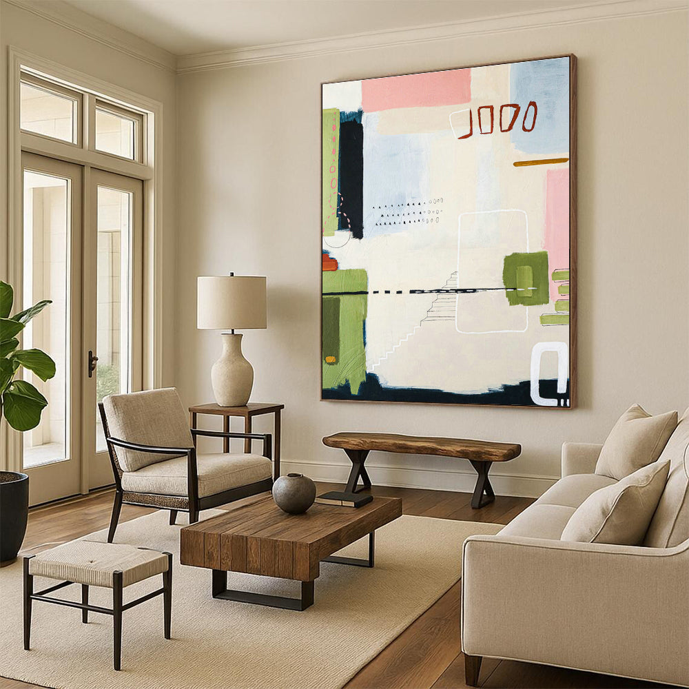 Pink - Green - Blue Abstract Art for Boho - Chic Home & Creative Atelier DLZ1116