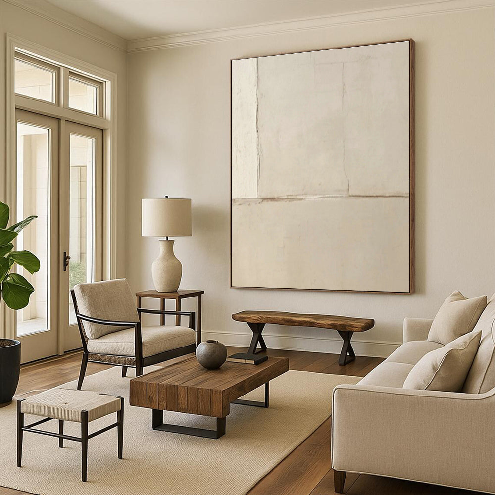 Minimalist Beige Abstract Art for Scandinavian - Style Nursery & Neutral - Toned Spa DLZ0854