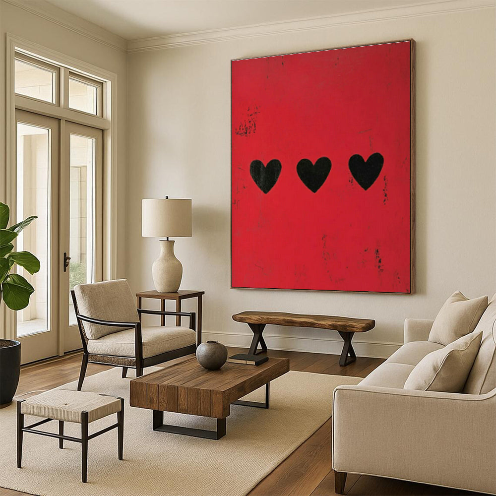 Red - Background Black - Hearts Art for Romantic Restaurant & Pop - Art Gallery DLZ1847