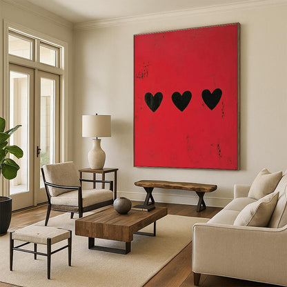Red - Background Black - Hearts Art for Romantic Restaurant & Pop - Art Gallery DLZ1847