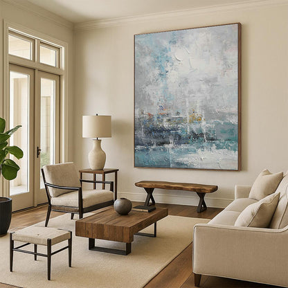 Misty Sea - Scape Abstract Art for Coastal Hotel Lobby & Seaside Home Bedroom DLZ2021
