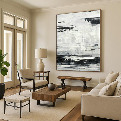 Gray - White Abstract Texture Art for Industrial Office & Art Gallery Corridor DLZ2077