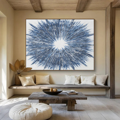 Blue Radial Abstract Art for Contemporary Office Reception Desks DLZ2596