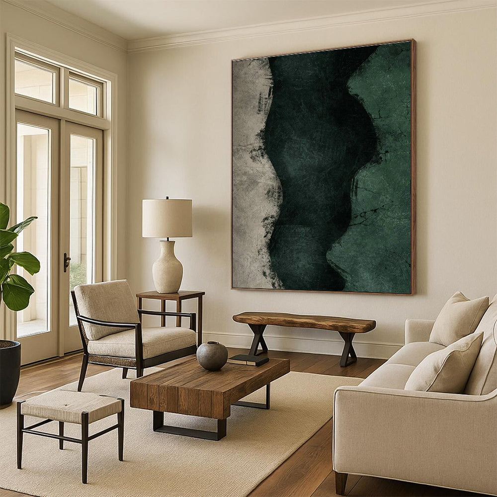 Textured Green Waves Art for Coastal - Inspired Bathroom & Nature - Themed Spa DLZ1378