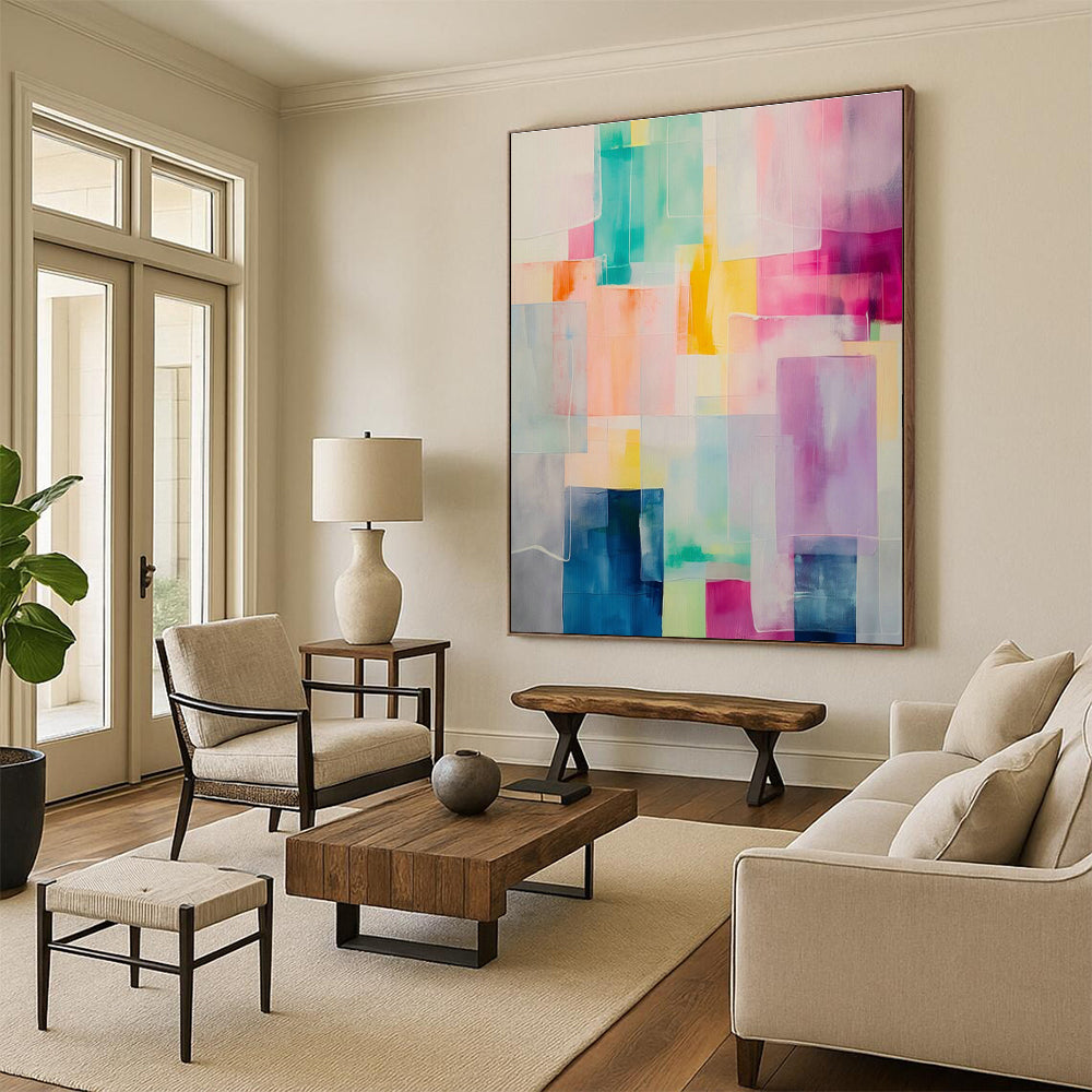 Colorful Geometric Abstract Art for Modern Playroom & Art - Focused Café DLZ2086