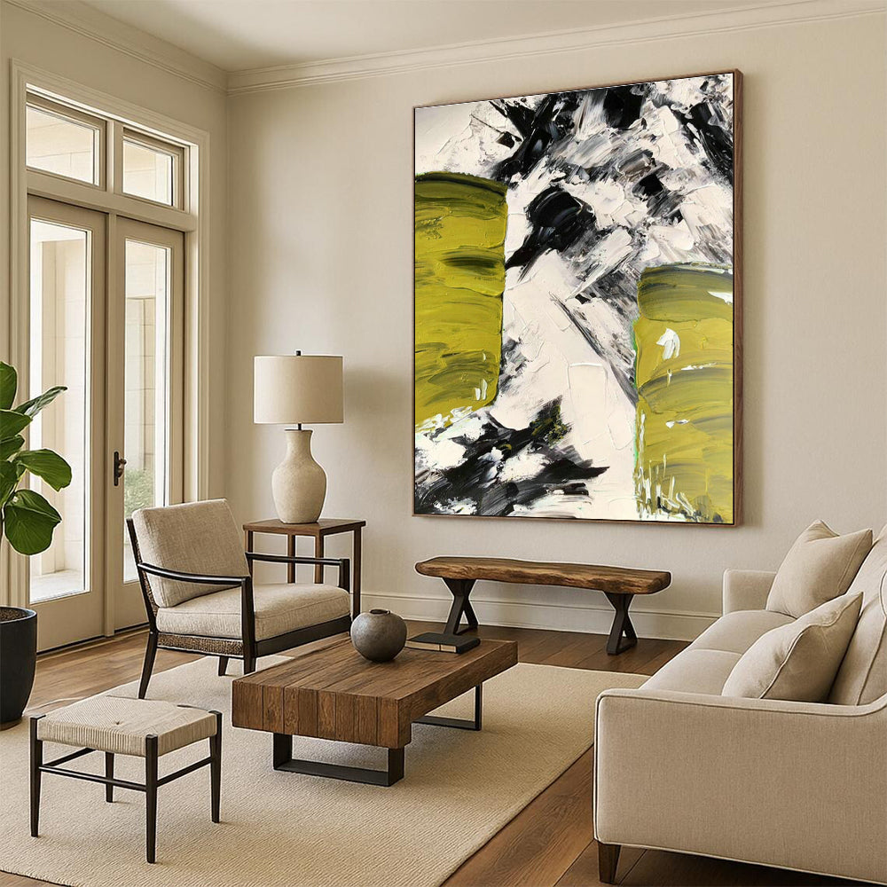 Green - Black - White Block Art for Living Room & Art Studio DLZ0483