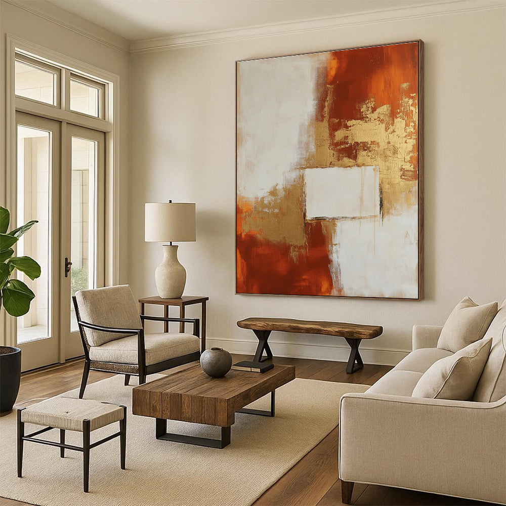 Gold and Rust Abstract for Luxury Hotel Lobby & Art - Themed Dining Room STSC244