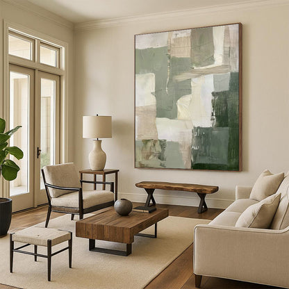 Gray - White Abstract Blocks Art for Minimalist Hotel Lobby & Art - Inspired Home Office DLZ0709