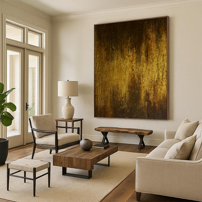 Deep Gold Abstract Art for Luxury Hotel Lobby Lounge Areas DLZ0031