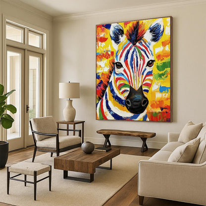 Vibrant Zebra Portrait for Exotic Animal - Themed Lounge & Bold Art Gallery STSC975