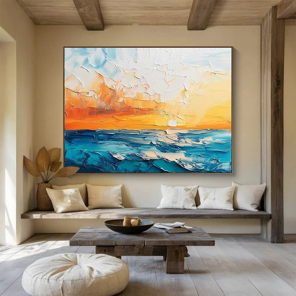Textured Sea Sunset Art for Beachfront Restaurant & Nautical - Inspired Art Gallery SC132