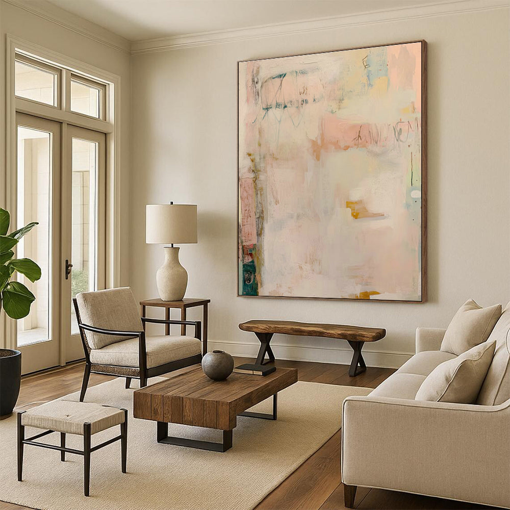 Soft Pastel Abstract Art for Women’s Wellness Retreat & Shabby - Chic Home Parlor DLZ1529