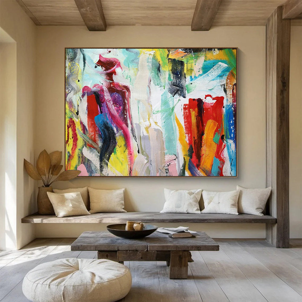 Colorful Figure Abstract Art for Bohemian - Chic Café Community Spaces DLZ2685
