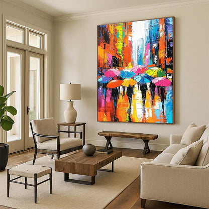 Colorful Umbrella Cityscape for Trendy City Apartment & Art - Loving Café STSC849