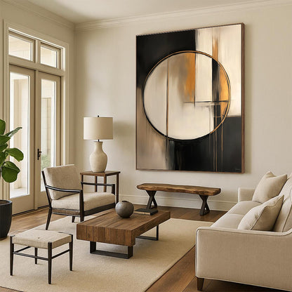 Gold - Accented Circular Abstract for High - End Boutique & Modern Dining Room STSC209